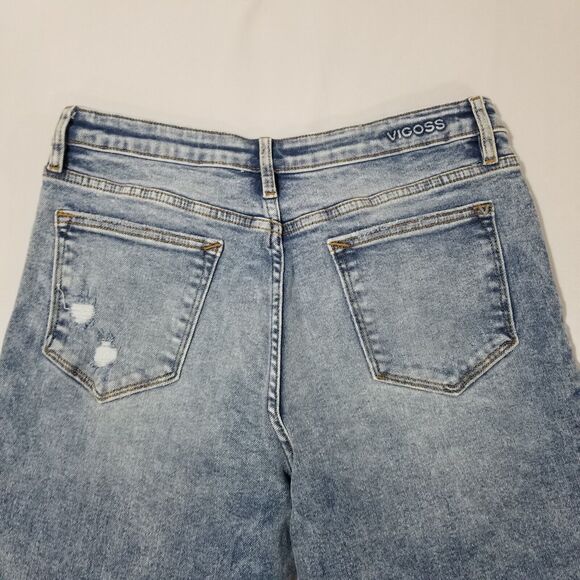 Vigoss Jeans Size 29/8 Royce 70s Stove Pipe Fray Hem Wide Leg High Rise Medium - Picture 4 of 14